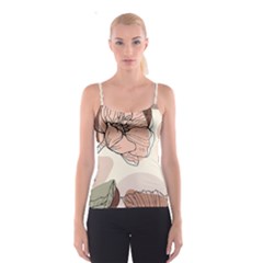 Abstract Flower Leaves Pattern Spaghetti Strap Top by Grandong