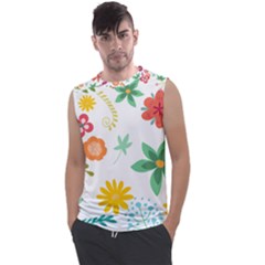 Flowers Leaves Background Floral Men s Regular Tank Top by Grandong