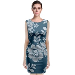 Flowers Design Floral Pattern Sleeveless Velvet Midi Dress by Grandong