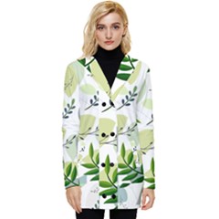 Leaves Foliage Pattern Abstract Button Up Hooded Coat  by Grandong