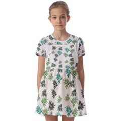 Leaves Plants Design Kids  Short Sleeve Pinafore Style Dress by Grandong