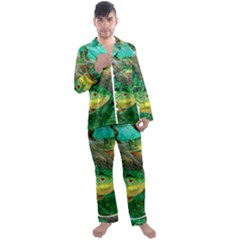 Peacock Bass Fishing Men s Long Sleeve Satin Pajamas Set by Sarkoni