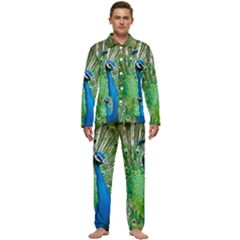 Peafowl Peacock Men s Long Sleeve Velvet Pocket Pajamas Set by Sarkoni