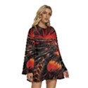 Dragon Round Neck Long Sleeve Bohemian Style Chiffon Mini Dress View3