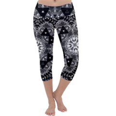 Mandala Calming Coloring Page Capri Yoga Leggings by Sarkoni