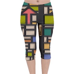 Door Stained Glass Stained Glass Velvet Capri Leggings  by Sarkoni