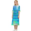 Wave Rainbow Bright Texture Bow Sleeve Chiffon Midi Dress View2