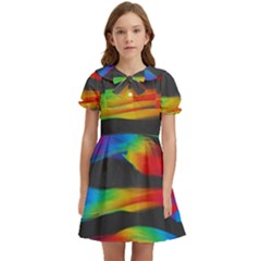 Colorful Background Kids  Bow Tie Puff Sleeve Dress by Sarkoni