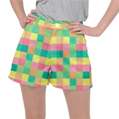 Checkerboard Pastel Square Women s Ripstop Shorts by Grandong