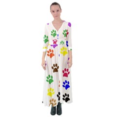 Pawprints Paw Prints Paw Animal Button Up Maxi Dress by Apen