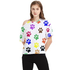 Pawprints Paw Prints Paw Animal One Shoulder Cut Out T-shirt by Apen