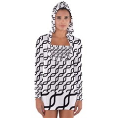 Diagonal Stripe Pattern Long Sleeve Hooded T-shirt by Apen