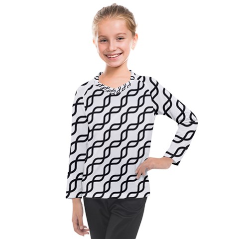 Diagonal Stripe Pattern Kids  Long Mesh T-shirt by Apen