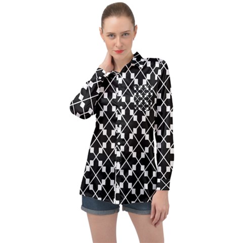 Abstract Background Arrow Long Sleeve Satin Shirt by Apen