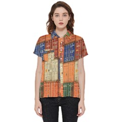 Blue White Orange And Brown Container Van Short Sleeve Pocket Shirt by Amaryn4rt