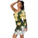 Bouquet Flowers Roses Decoration Long Sleeve One Shoulder Mini Dress View2