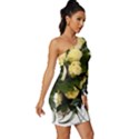 Bouquet Flowers Roses Decoration Long Sleeve One Shoulder Mini Dress View3