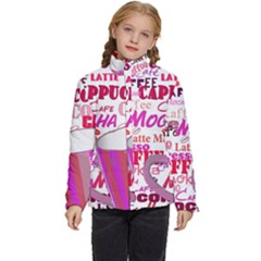 Coffee Cup Lettering Coffee Cup Kids  Puffer Bubble Jacket Coat by Amaryn4rt