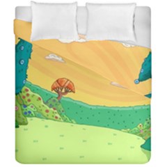 Green Field Illustration Adventure Time Multi Colored Duvet Cover Double Side (california King Size) by Sarkoni