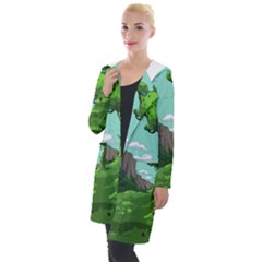 Adventure Time Cartoon Green Color Nature  Sky Hooded Pocket Cardigan by Sarkoni