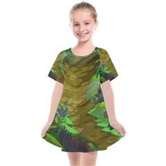 Green Pine Trees Wallpaper Adventure Time Cartoon Green Color Kids  Smock Dress by Sarkoni