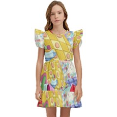 Pillows And Vegetable Field Illustration Adventure Time Cartoon Kids  Winged Sleeve Dress by Sarkoni