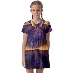 Bed Of Purple Petaled Flowers Photography Landscape Nature Kids  Asymmetric Collar Dress by Sarkoni