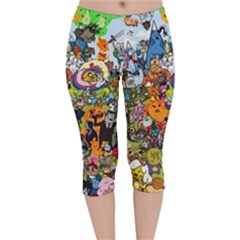 Cartoon Characters Tv Show  Adventure Time Multi Colored Velvet Capri Leggings  by Sarkoni