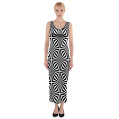 Background Pattern Halftone Black White Fitted Maxi Dress by Pakjumat