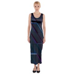 Glass Scifi Violet Ultraviolet Fitted Maxi Dress by Pakjumat