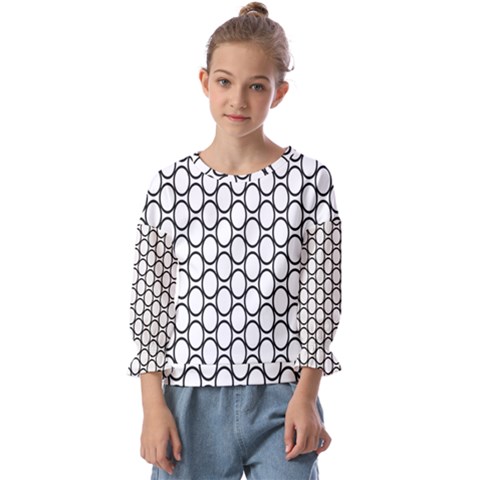 Black Pattern Halftone Wallpaper Kids  Cuff Sleeve Top by Apen