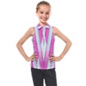 Geometric 3d Design Pattern Pink Kids  Sleeveless Polo T-Shirt View1