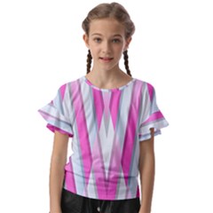 Geometric 3d Design Pattern Pink Kids  Cut Out Flutter Sleeves by Apen