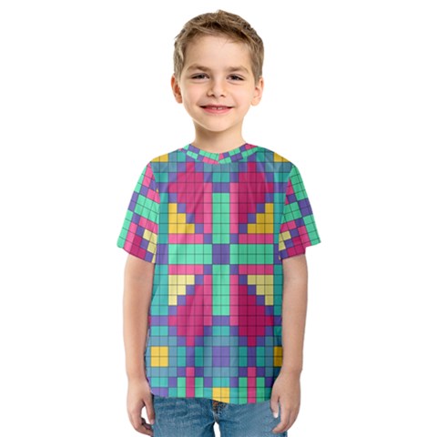 Checkerboard Squares Abstract Texture Patterns Kids  Sport Mesh T-shirt by Apen