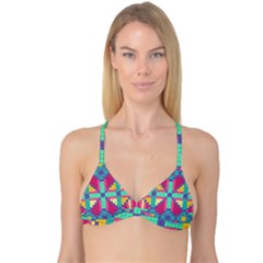 Checkerboard Squares Abstract Texture Patterns Reversible Tri Bikini Top by Apen