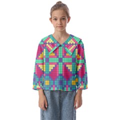 Checkerboard Squares Abstract Texture Patterns Kids  Sailor Shirt by Apen