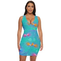 Non Seamless Pattern Blues Bright Draped Bodycon Dress by Dutashop