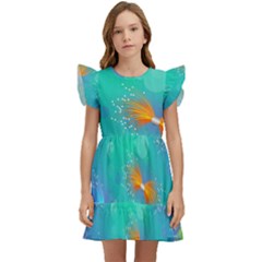 Non Seamless Pattern Blues Bright Kids  Winged Sleeve Dress by Dutashop