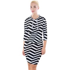 Zigzag Chevron Pattern Quarter Sleeve Hood Bodycon Dress by Dutashop