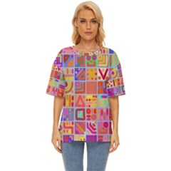 Colourful Abstract Shapes Oversized Basic T-shirt by Pakjumat