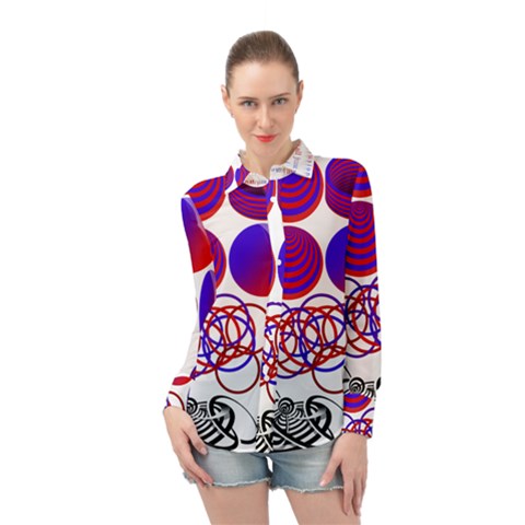 Illusion Optical Illusion Pattern Long Sleeve Chiffon Shirt by Pakjumat