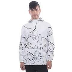 Dog Cat Domestic Animal Silhouette Men s Front Pocket Pullover Windbreaker by Modalart