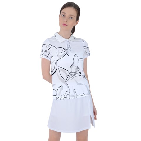 Dog Cat Domestic Animal Silhouette Women s Polo T-shirt by Modalart