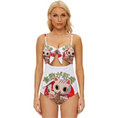 Ramen Cat Noodles Cute Japanes Knot Front One-piece Swimsuit by Modalart