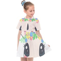 Unicorn Rabbit Hare Wreath Cute Kids  Sailor Dress by Modalart