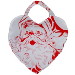 Santa Claus Red Christmas Giant Heart Shaped Tote by Modalart