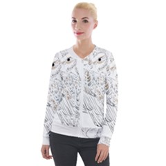 Owl Bird Wildlife Bird Of Prey Velvet Zip Up Jacket by Modalart