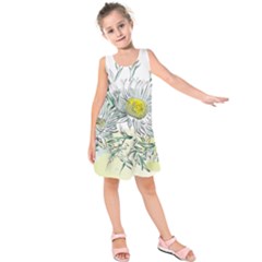 Thistle Alpine Flower Flower Plant Kids  Sleeveless Dress by Modalart