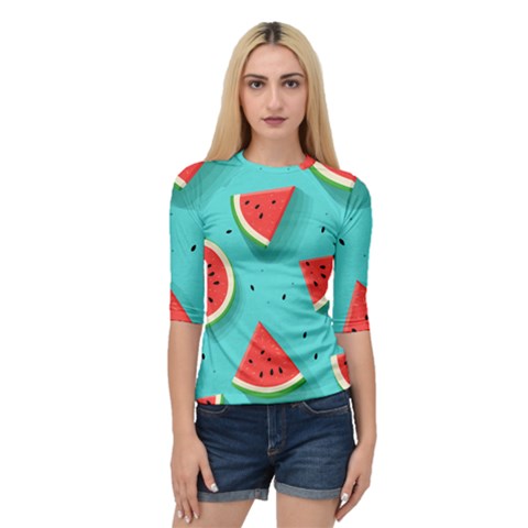 Watermelon Fruit Slice Quarter Sleeve Raglan T-shirt by Bedest