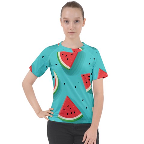 Watermelon Fruit Slice Women s Sport Raglan T-shirt by Bedest